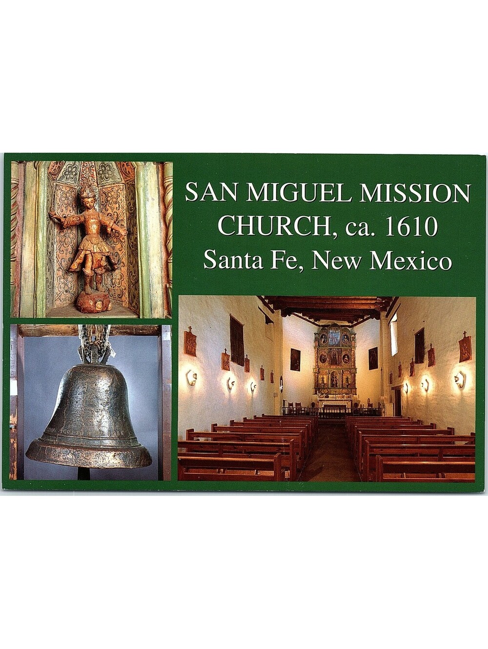 Vintage Postcard San Miguel Church Statue Bell Santa Fe New Mexico